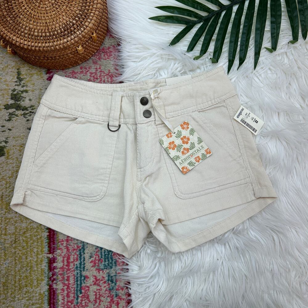 NWT Vintage Y2K 2000s Aeropostale Corduroy Utility Surplus Corduroy Shorts 0